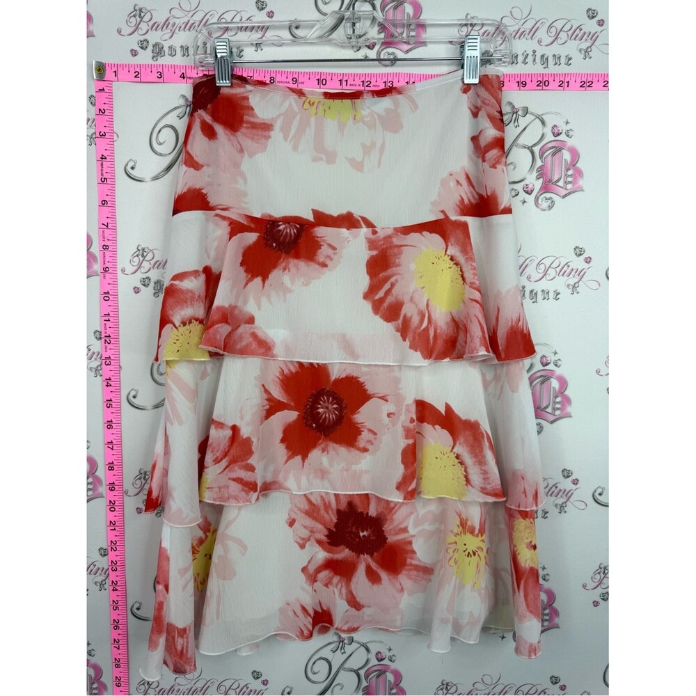 Mexx skirt Tiered Floral Chiffon Skirt in Red, Yellow and White